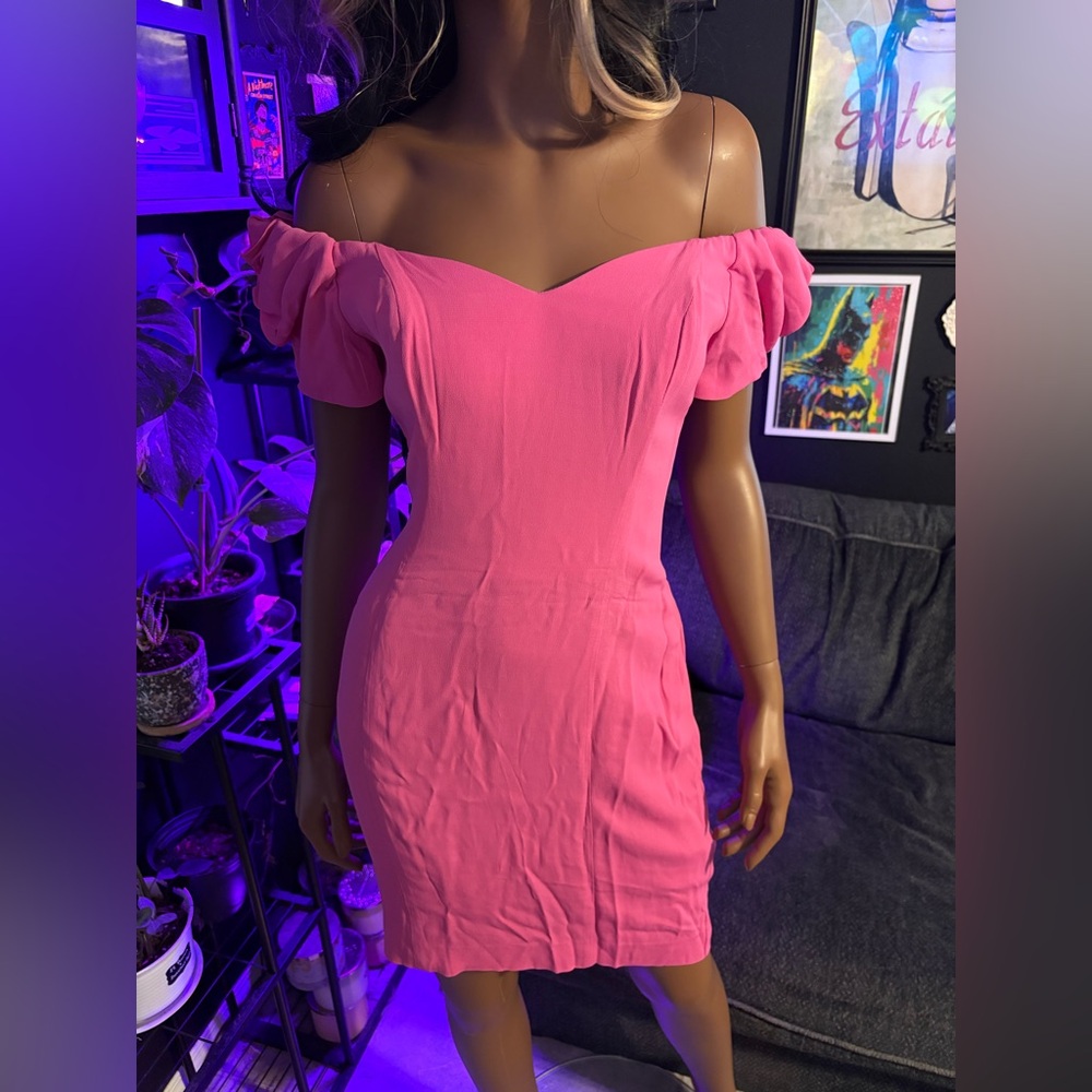 VINTAGE Pink Rhapsody Off-Shoulder Dress - Picture 3 of 15